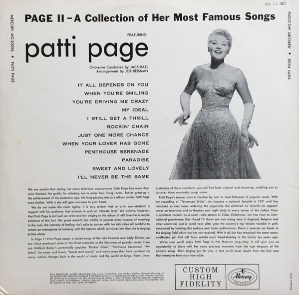 télécharger l'album Patti Page - Page 2 A Collection Of Her Most Famous Songs