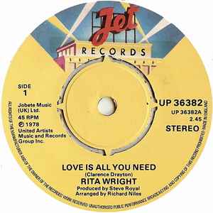 Rita Wright (2) - Love Is All You Need / Touch Me Take Me album cover