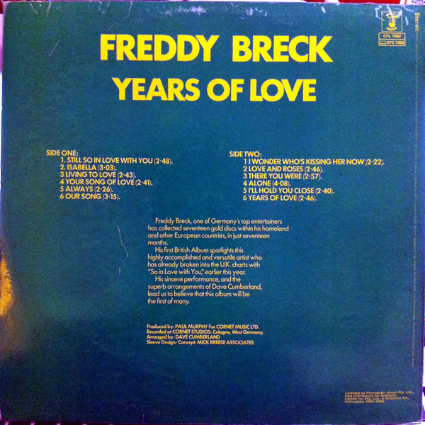 lataa albumi Freddy Breck - Years Of Love