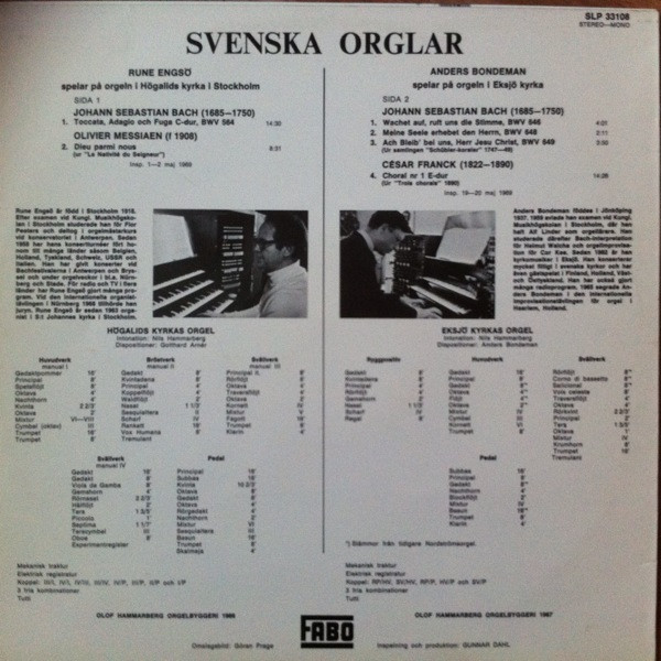 ladda ner album Rune Engsö, Anders Bondeman - Svenska Orglar