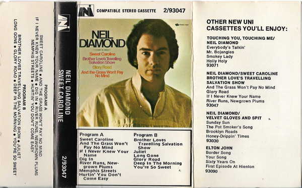 Neil Diamond – Sweet Caroline (1971, Cassette) - Discogs