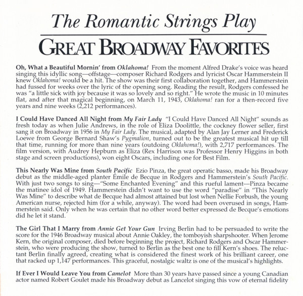 Album herunterladen The Romantic Strings And Orchestra - The Romantic Strings Play Great Broadway Favorites