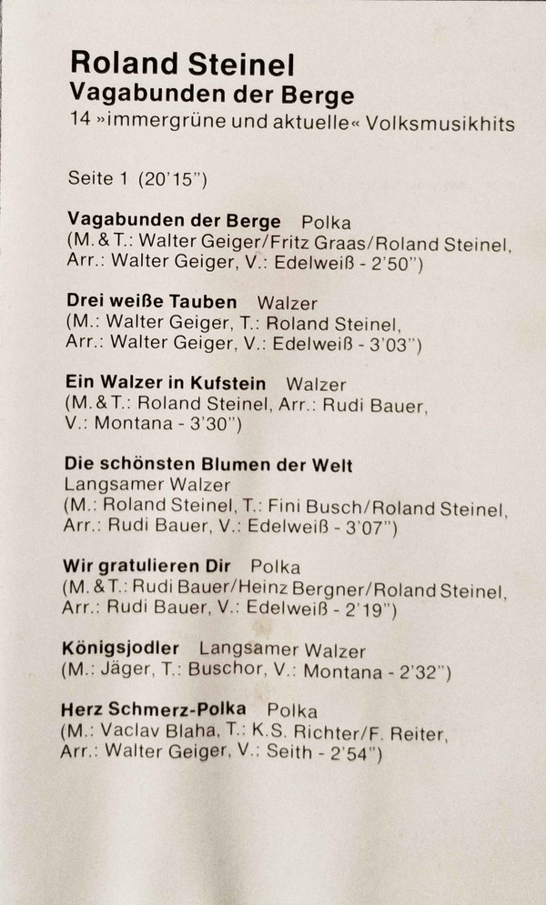 last ned album Roland Steinel - Vagabunden Der Berge 14 Immergrüne Und Aktuelle Volksmusikhits