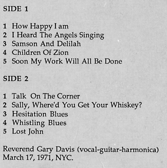 lataa albumi Reverend Gary Davis - New Blues And Gospel