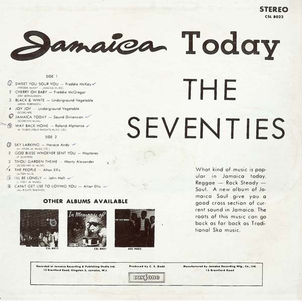 Various - Jamaica Today The Seventies | Releases | Discogs