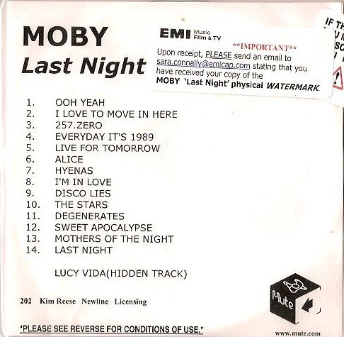 Moby - Last Night | Releases | Discogs