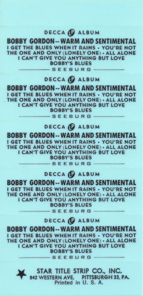 télécharger l'album Bobby Gordon - Warm And Sentimental