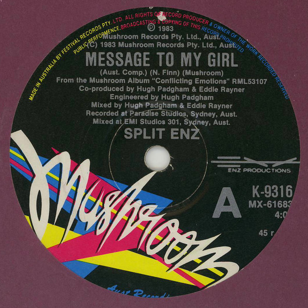 Split Enz – Message To My Girl (1984, Vinyl) - Discogs