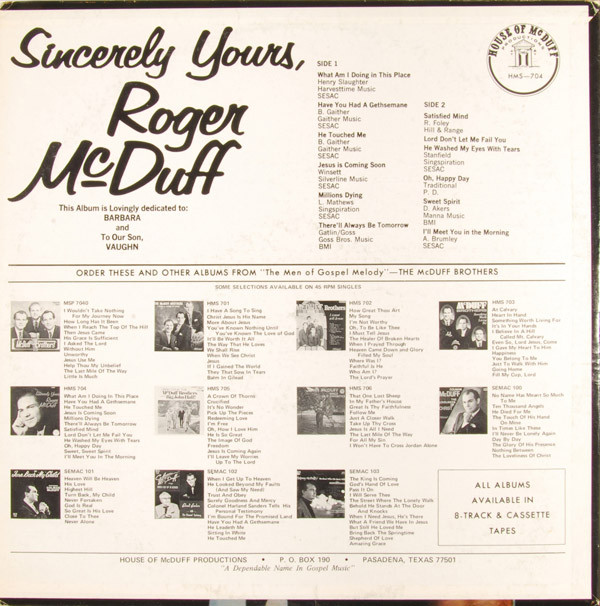 lataa albumi Roger McDuff - Sincerely Yours