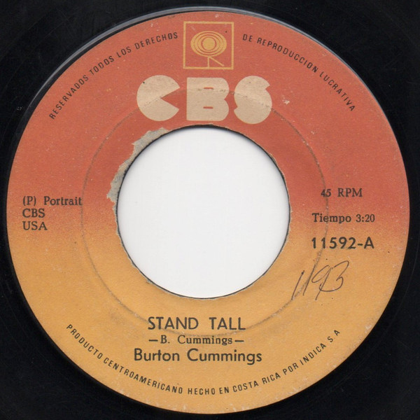 Burton Cummings Stand Tall Vinyl Discogs