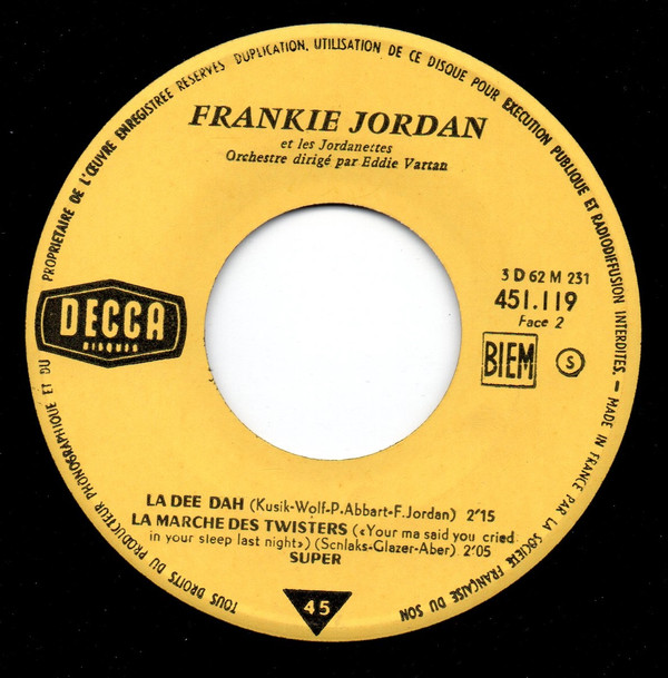 ladda ner album Frankie Jordan Et Les Jordanettes, Orchestre Direction Eddie Vartan - Le Chemin De La Joie