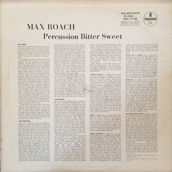 Max Roach – Percussion Bitter Sweet (1961, Vinyl) - Discogs