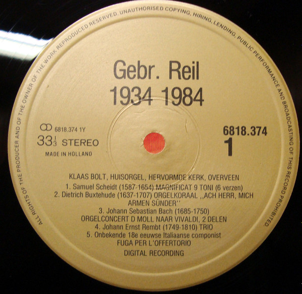 last ned album Various - Goud Jubileumuitgave Gebr Reil Golden Jubilee Edition Reil Brothers Dutch Organ Builders 1934 1984