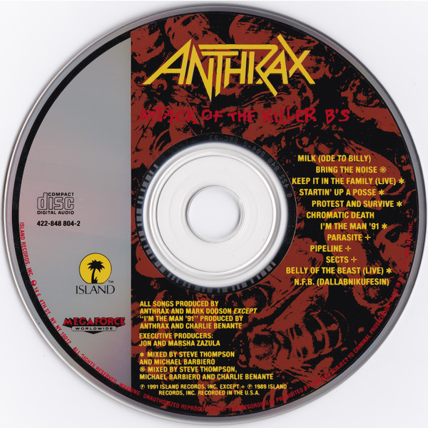 Anthrax - Attack Of The Killer B's | Island Records (422-848 804-2) - 3