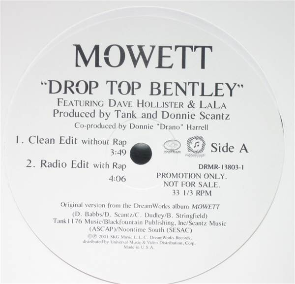 Mowett Feat. Dave Hollister & LaLa – Drop Top Bentley (2001, Vinyl