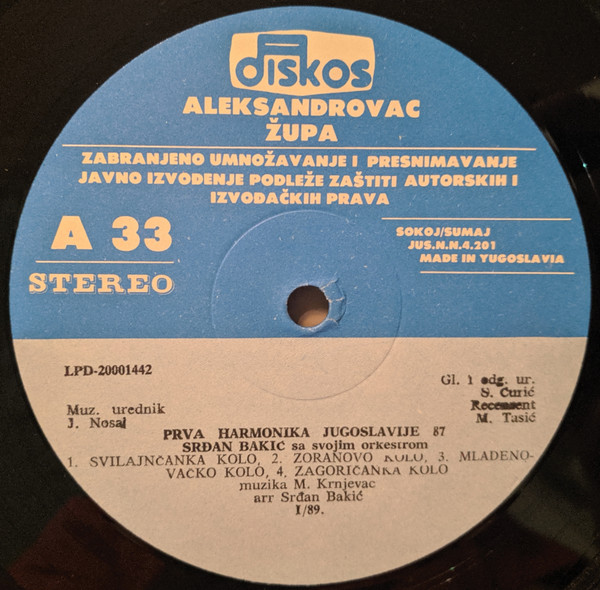 lataa albumi Srdjan Bakic Sa Svojim Orkestrom - Prva Harmonika Jugoslavija 87