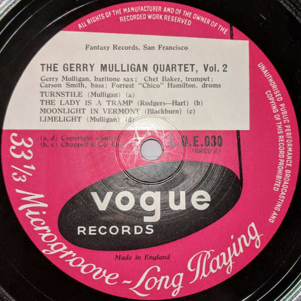 last ned album Gerry Mulligan Quartet - Volume 2
