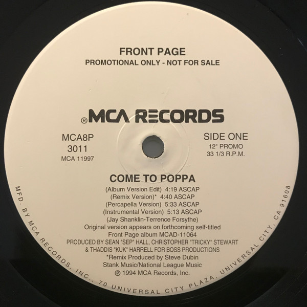 Front Page – Come To Poppa (1994, Vinyl) - Discogs