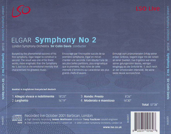 descargar álbum Elgar London Symphony Orchestra, Sir Colin Davis - Symphony No 2