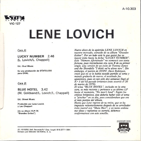 lataa albumi Lene Lovich - Lucky Number Blue Hotel