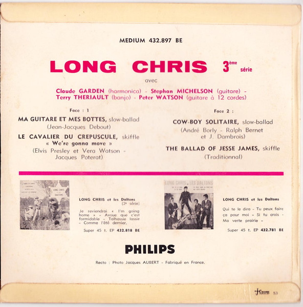 LONG CHRIS - MA GUITARE ET MES BOTTES 7/45 FRANCE FOLK ROCK COUNTRY 1963  RARE