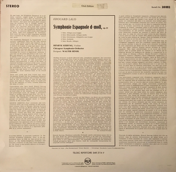 Album herunterladen Édouard Lalo - Symphonie Espagnole D Moll op 21