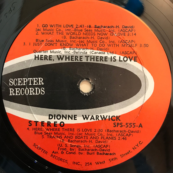 Dionne Warwick - Here, Where There Is Love | Scepter Records (SPS-555) - 3