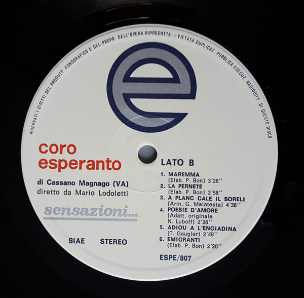 last ned album Coro Esperanto - Sensazioni