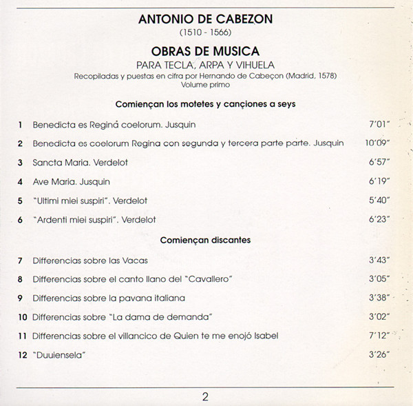 lataa albumi Antonio de Cabezón, Claudio Astronio - Obras De Mùsica Vol1 Para Tecla Arpa Y Vihuela