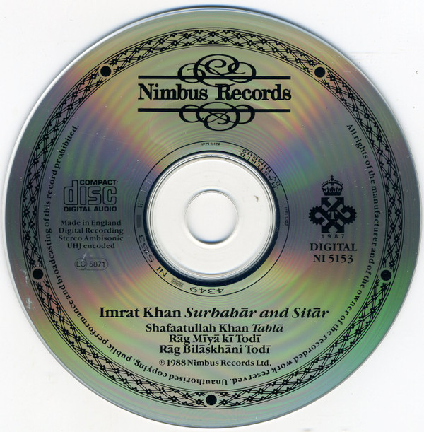 télécharger l'album Imrat Khan, Shafaatullah Khan - Rāg Mīyā Kī Todī Rāg Bilāskhānī Todī