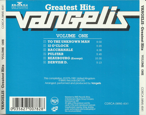 télécharger l'album Vangelis - Greatest Hits Volume One