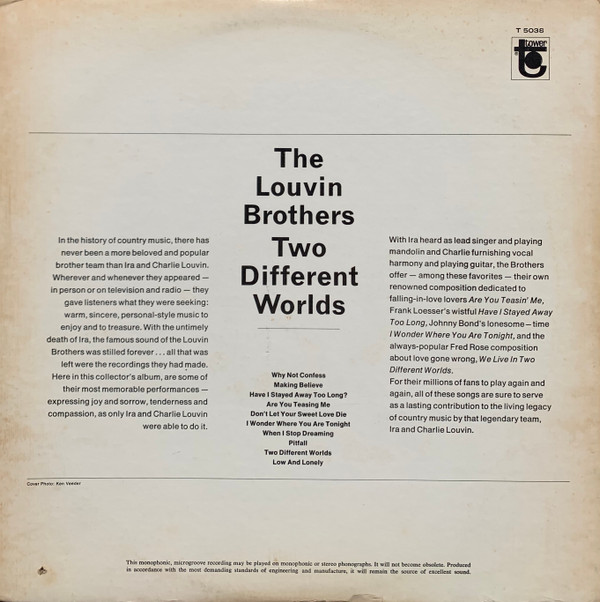 last ned album Download The Louvin Brothers - Two Different Worlds album
