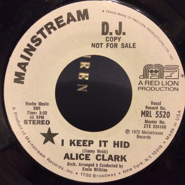 Alice Clark – I Keep It Hid / Don't Wonder Why (1972, Vinyl) - Discogs