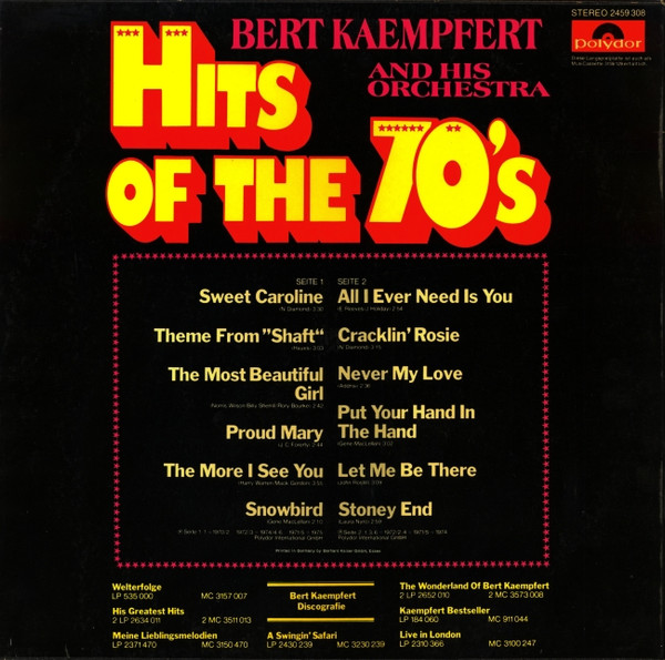 télécharger l'album Bert Kaempfert & His Orchestra - Hits Of The 70s