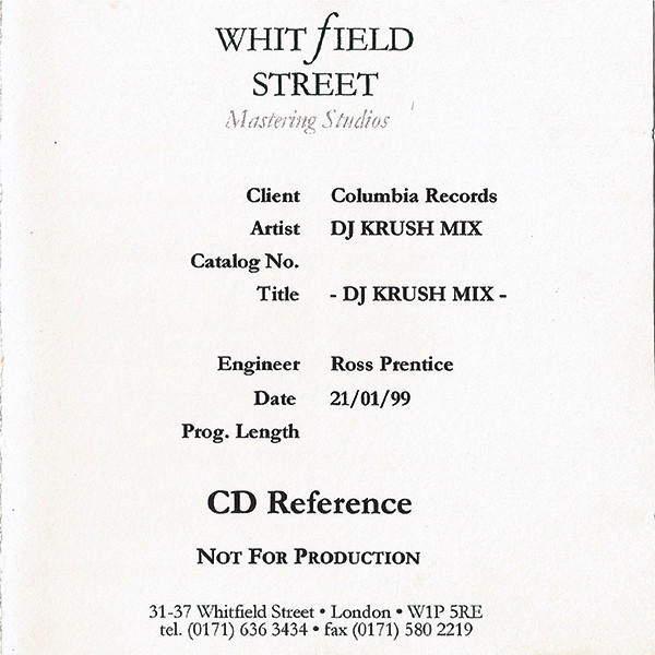DJ Krush – Mix (1999, CDr) - Discogs