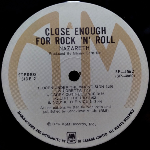 Nazareth - Close Enough For Rock 'N' Roll | A&M Records (SP-4562) - 5