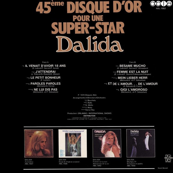 Album herunterladen Dalida - 45Ème Disque DOr Pour Une Super Star