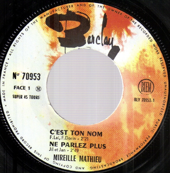 descargar álbum Mireille Mathieu - Cest Ton Nom Ne Parlez Plus Ils Sembrassaient Mon Credo