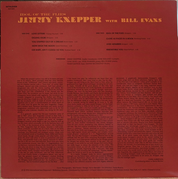 descargar álbum Jimmy Knepper With Bill Evans - Idol Of The Flies