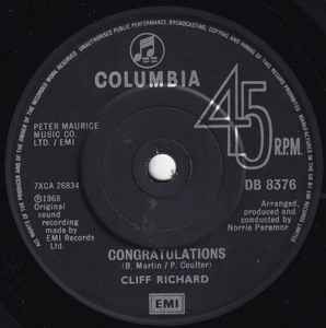 Cliff Richard - Congratulations album cover