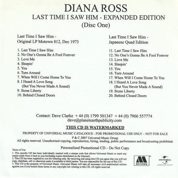 Diana Ross Last Time I Saw Him Releases Discogs