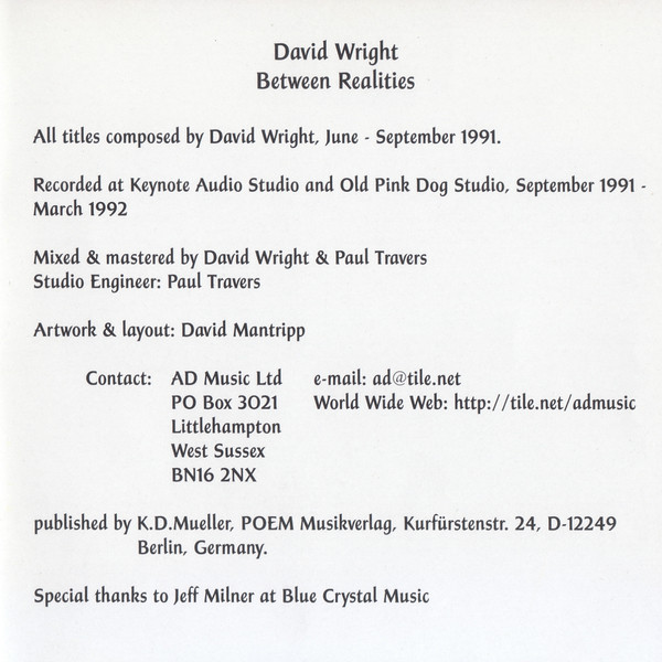 last ned album Download David Wright - Between Realities album