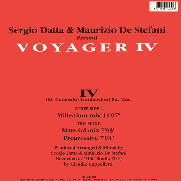 ladda ner album Sergio Datta & Maurizio De Stefani Present Voyager - IV