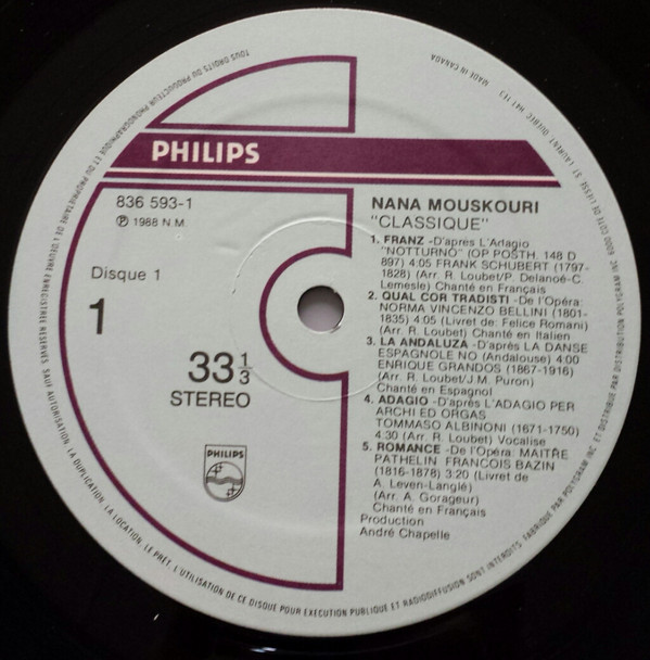 Nana Mouskouri - Classique | Philips (836 593-1) - 9