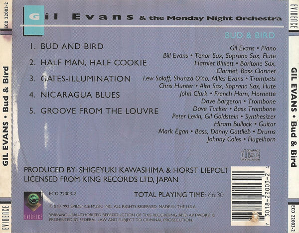 baixar álbum Gil Evans & The Monday Night Orchestra - Bud And Bird