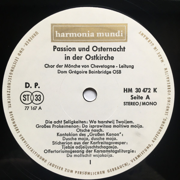 Album herunterladen Chor Der Mönche von Chevetogne, Dom Gregoire Bainbridge,OSB - Passion Und Osternacht In Der Ostkirche