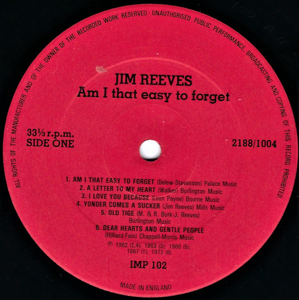 lataa albumi Jim Reeves - Am I That Easy To Forget