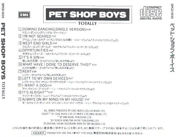 Pet Shop Boys – Totally (1988, CD) - Discogs