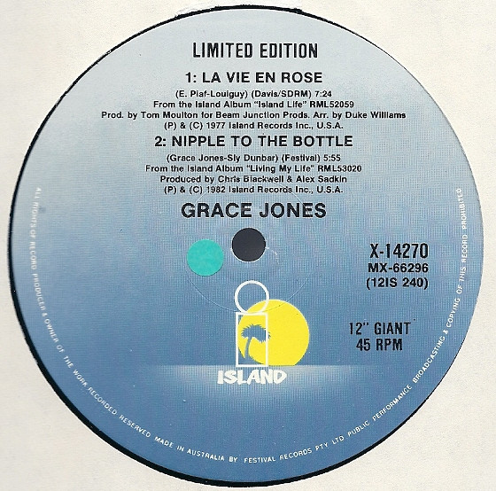 Grace Jones – Pull Up To The Bumper (Remix) (1986, Vinyl) - Discogs