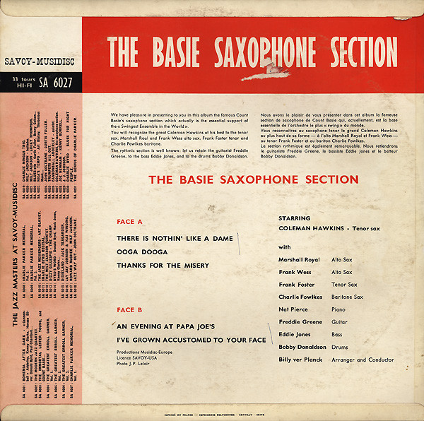 last ned album The Basie Saxophone Section Starring Coleman Hawkins - The Basie Saxophone Section